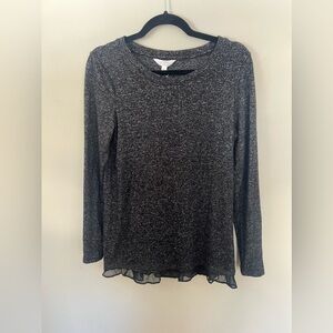 Lauren Conrad, black long sleeves shirt, mesh bottom, trim New With Tags Small
